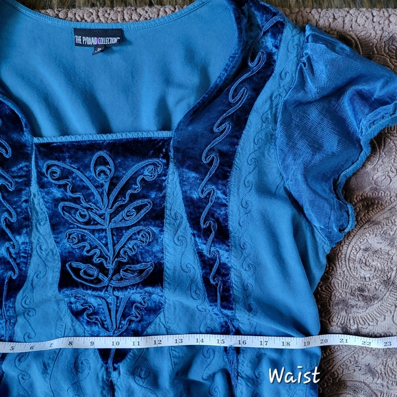 *SOLD* The Pyramid Collection Blue Maxi Dress Boho Embroidered 2X - Picture 6 of 14